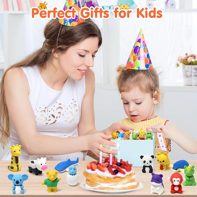 34 Pack Animal Pencil Erasers for Kids, 3D Mini Puzzle Take Apart Erasers - Image 6