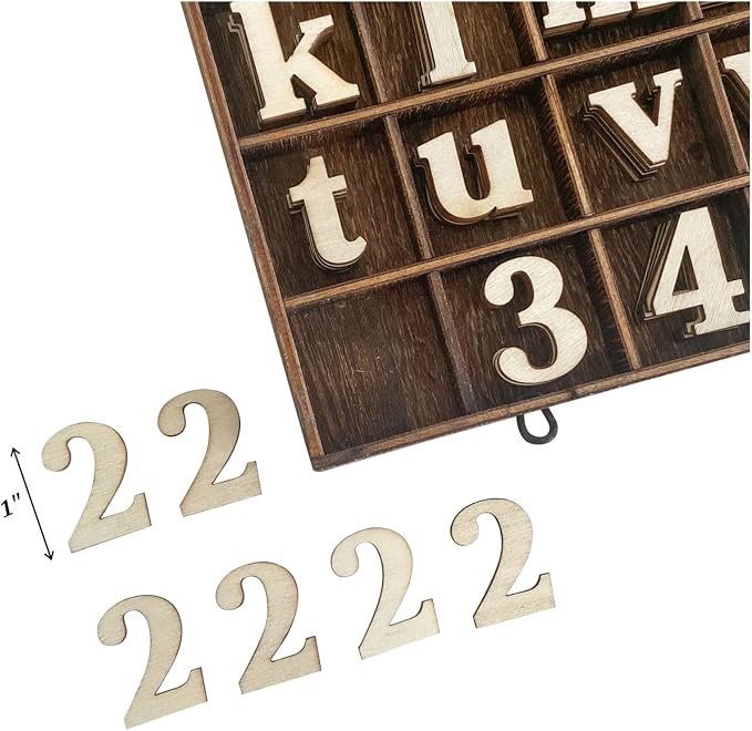 706 Pieces 1 Inch Wood Alphabet Letters Wooden Numbers Mini Capital & Lowercse - Image 2