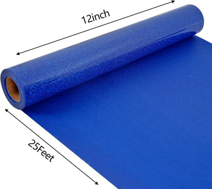 FUNKAKA Glitter Royal Blue HTV Heat Transfer Vinyl Rolls - Image 2