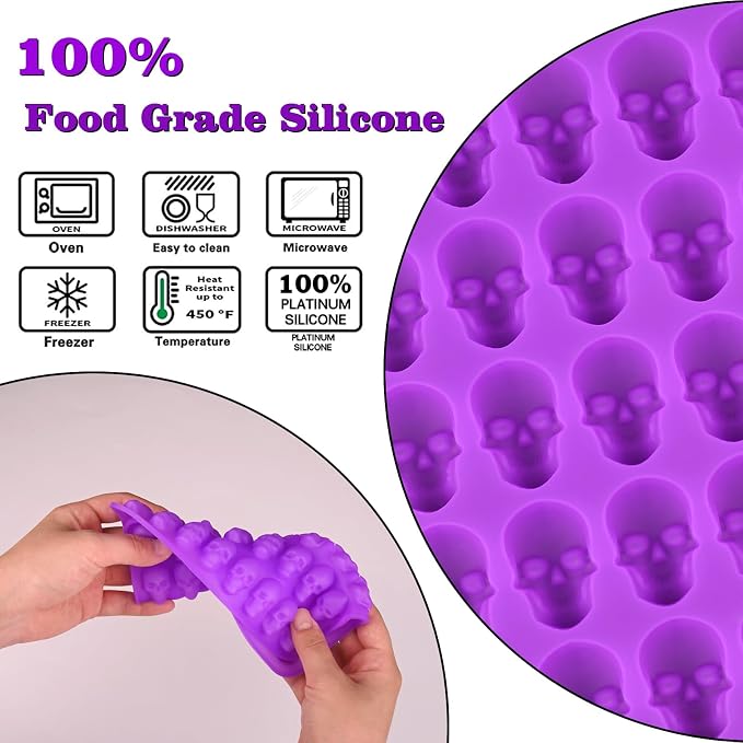Sakolla 2 Pack Gummy Skull Candy Silicone Molds 40 Cavity Silicone Skull Molds - Image 3