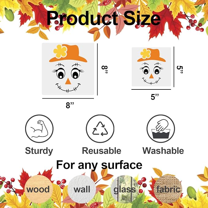 Fall Stencils Scarecrow Stencils Reusable Autumn Stencil DIY Crafts Templates - Image 2