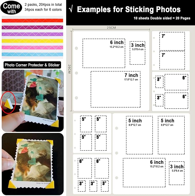 10 Sheets Double Sided Scrapbooking Refill Pages, 9.84x10.24" No Acid Thick - Image 7