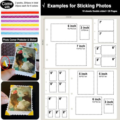 10 Sheets Double Sided Scrapbooking Refill Pages, 9.84x10.24" No Acid Thick - Image 7
