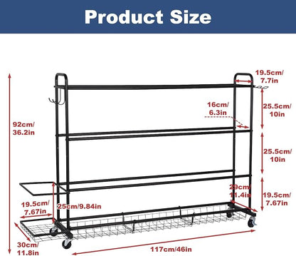 Basketball Rack, Shooting Training Rolling Ball Stand, Garage Organizer - Image 2