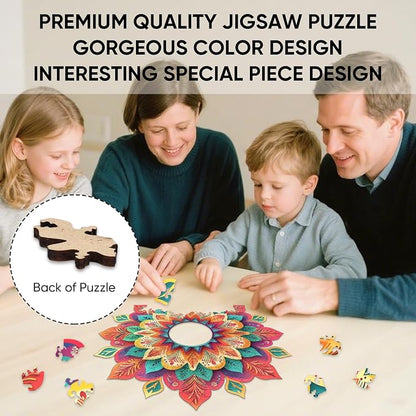 Wooden Puzzles for Adults, Hollow Mandala Wooden Jigsaw Puzzles 200 Pieces - Image 6