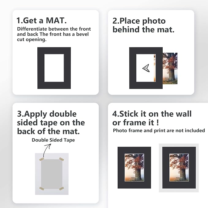 10 Pack Pre-Cut 11 x 14 Black Picture Mats - Image 6