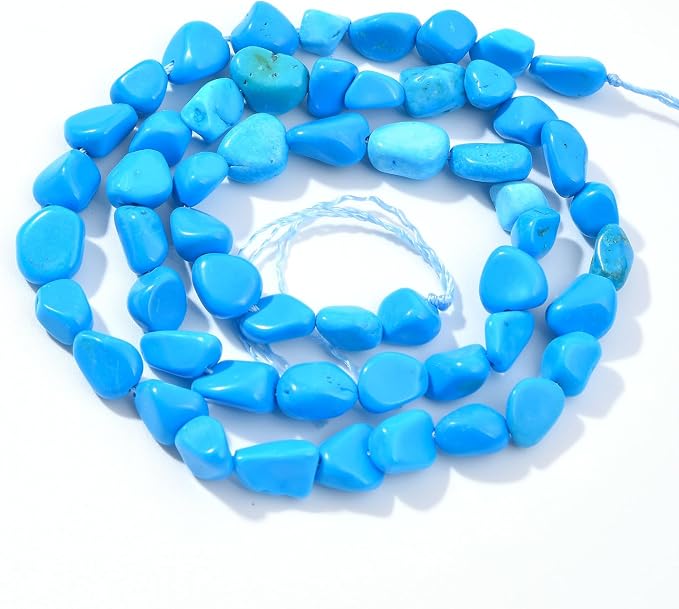 Blue Turquoise Pebble Nugget Oval Free Tumbled Stone 6-8mm Natural Gemstone by PLTbeads