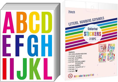 318Pcs 2inch Vinyl Letter & Numbers Stickers, Large Stick on Alphabet by Debinolo