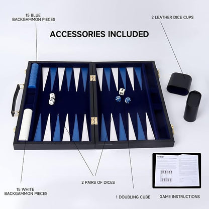 GSE Games & Sports Expert Premium Leather Backgammon Board Game Set, Classic - Image 4