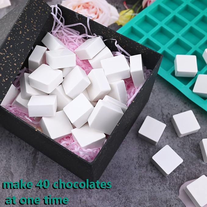 Sakolla Square Chocolate Mold, 40 Cavities Silicone Cube Mold - Image 4
