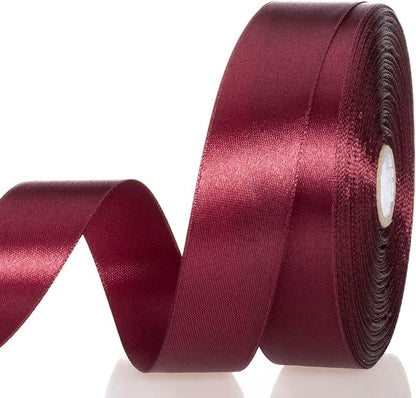 1 Inch Wine Red Solid Satin Ribbon, 50 Yards Craft Fabric Ribbon by YASEO