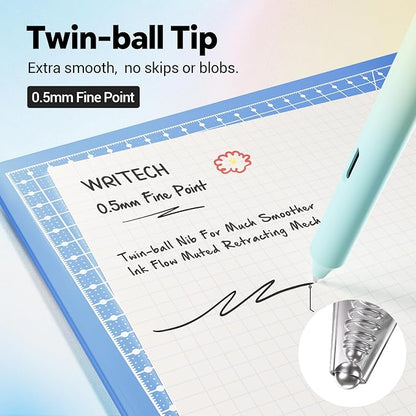 Writech Retractable Gel Ink Pens: 8ct Black Ink 0.5mm Fine Point Tip Pen - Image 3