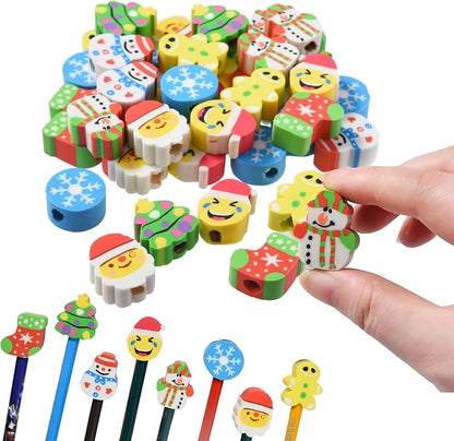 HILAZA 42Pcs Christmas Pencil Top Erasers by HILAZA