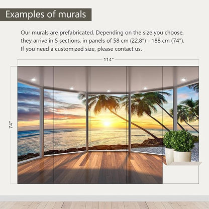AFZEVEB-3D Landscape Wallpaper seafront verandahs Wall murals - Image 3