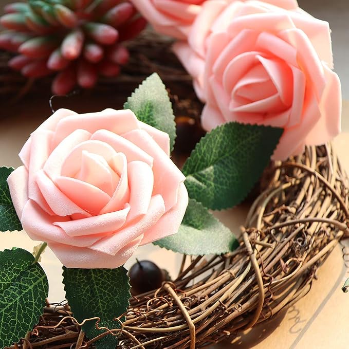 AmyHomie Artificial Flower 50pcs Real Looking Fake Roses w/Stem - Image 3