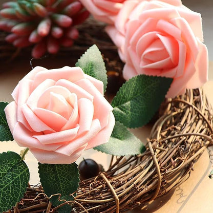 AmyHomie Artificial Flower 50pcs Real Looking Fake Roses w/Stem - Image 3