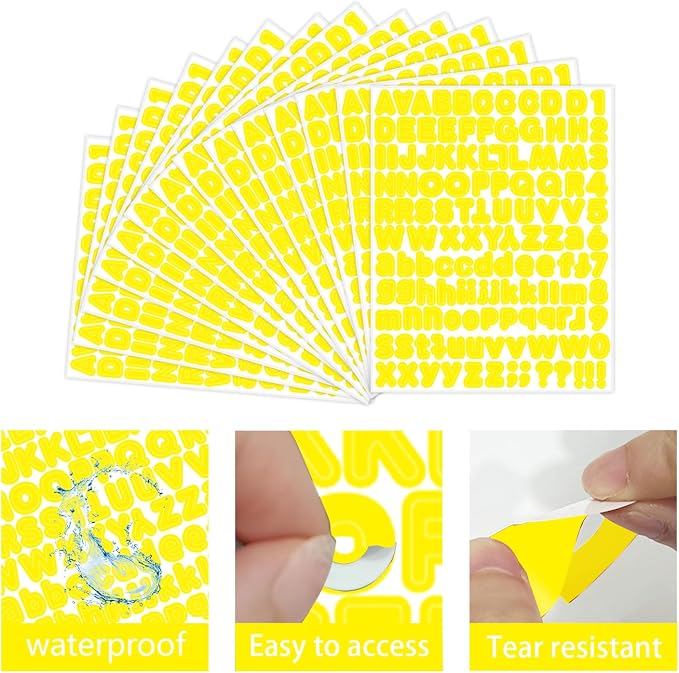 Starboling Letter Stickers, 1/2 inch Yellow Alphabet Stickers, Self-Adhesive - Image 3