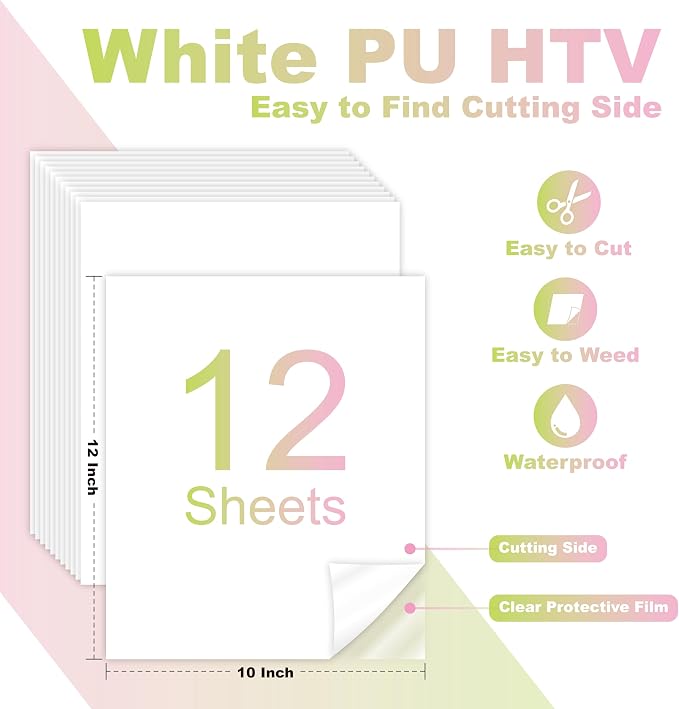 White PU Heat Transfer Vinyl, Compatible - Image 2