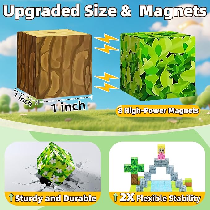 EchoPlan Magnetic Blocks, STEM Sensory Construction Stacking Magnet Blocks Toy - Image 2