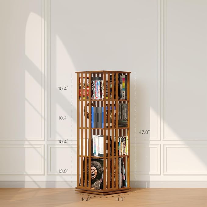 XIMN 360° Rotating Bamboo CD/DVD Shelf - Image 5