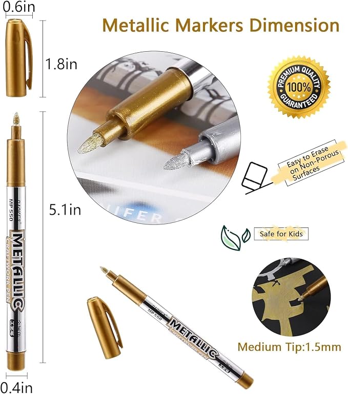 MYARTOOL Metallic Marker Pens, Gift Card Making, Scrapbooking, DIY Photo Album - Image 3