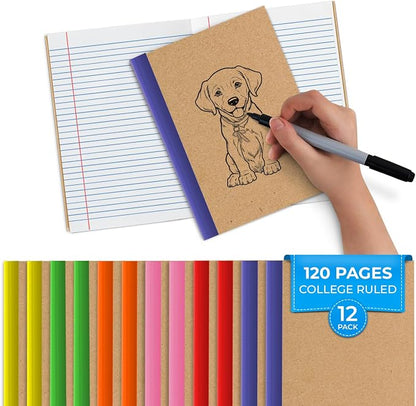 Rosmonde 12 Pack Kraft Journals A5, Extra Pages by Rosmonde