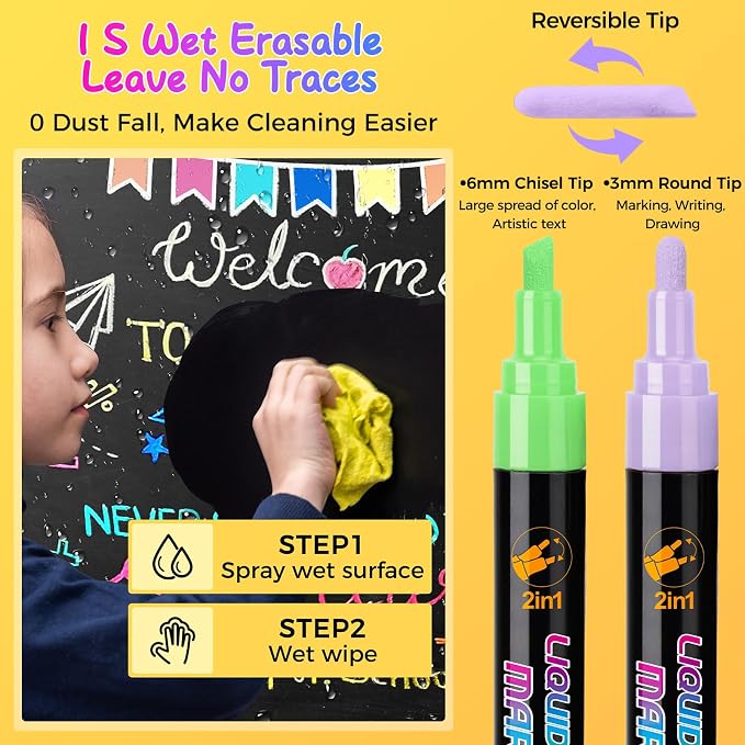 SFAIH 10 Pastel Liquid Chalk Markers - Image 3