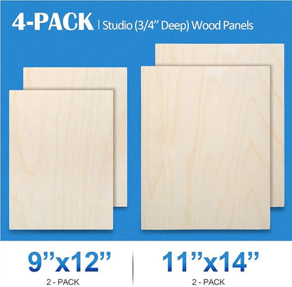Falling in Art Unfinished Birch Wood Canvas Panels Kit, 4 Pack of 2 Sizes - Image 3