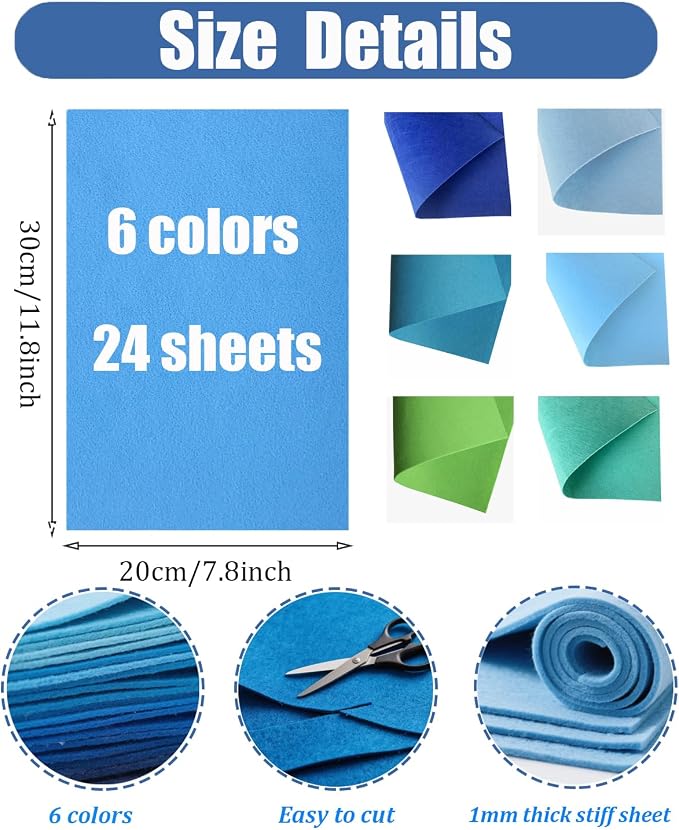 Blue Stiff Felt Sheets for Craftes - Image 2