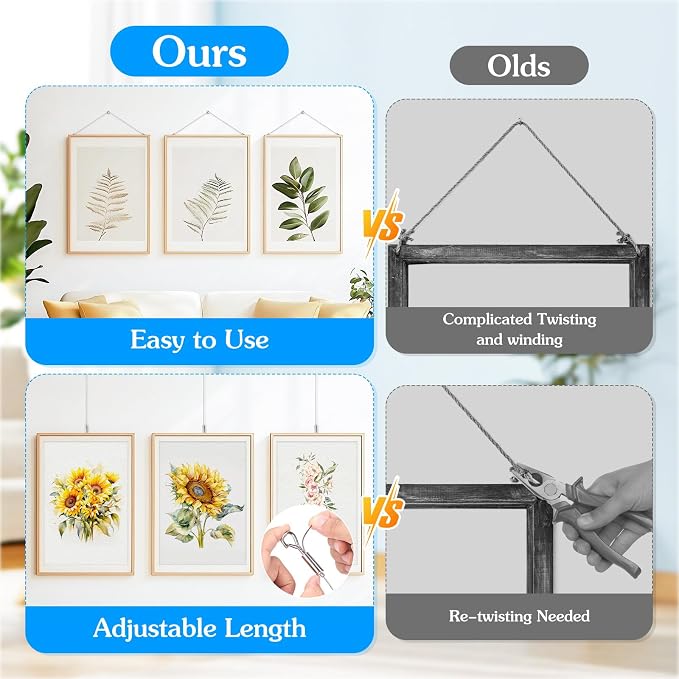 4 Pack Picture Hanging Wire Kit, Heavy Duty Picture Hanging Kit - Image 6