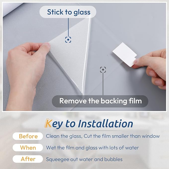 rabbitgoo Window Privacy Film, Frosted Glass Window Clings, Static Cling UV - Image 6