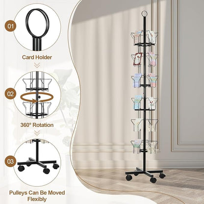PATIKIL 2Pack 6 Tier Rotating Greeting Card Rack, Metal Spinning Greeting Card - Image 3