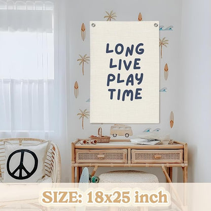 Play Room Wall Decor, Long Live Boyhood Linen Canvas Banner, Playroom Decor - Image 2