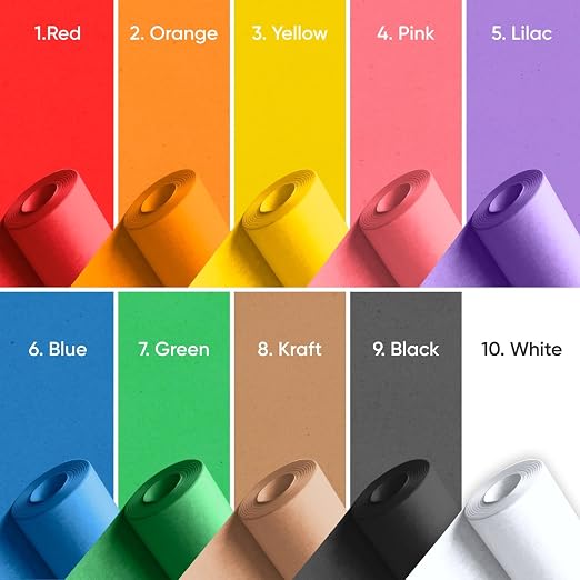 24" x 1200" Pack of 10 Rolls USA-Made Multi-Color Kraft Paper, 45 lbs/66 GSM – - Image 4