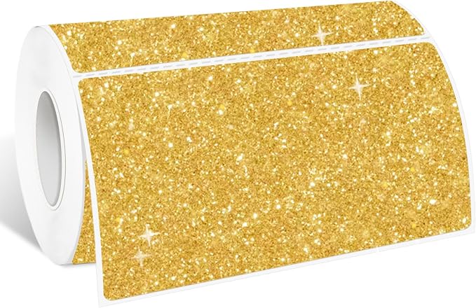 2" x 4" Glitter Gold Thermal Label Stickers, Waterproof Thermal Printer Sticker by Yeachlaing