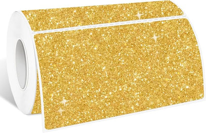 2" x 4" Glitter Gold Thermal Label Stickers, Waterproof Thermal Printer Sticker by Yeachlaing