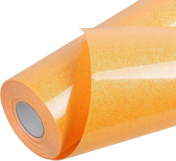 TORC Orange Glitter HTV Heat Transfer Vinyl Roll 12 inch x 20 ft Iron on Vinyl by TORC