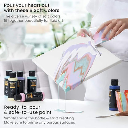 ARTEZA Acrylic Pouring Paint Set, 8 Pastel Colors, 4 oz Bottles, High-Flow Paint - Image 5