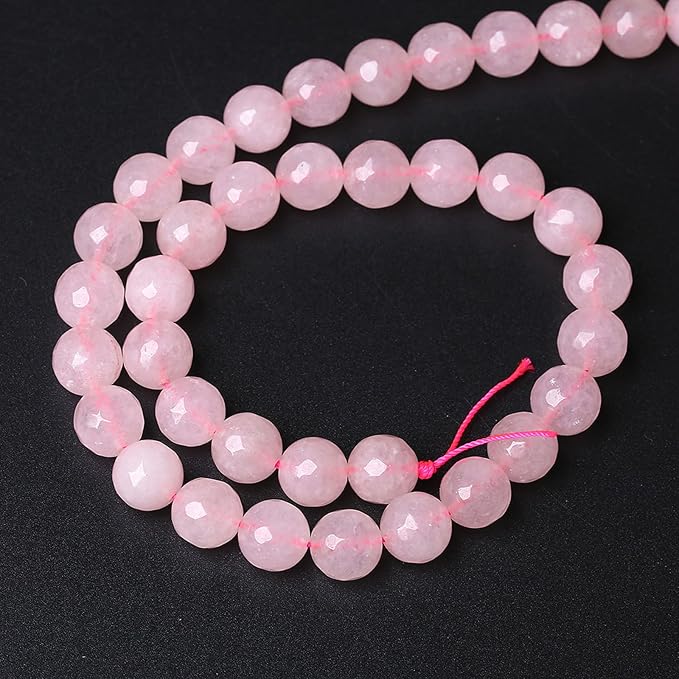 60pcs 6mm Natural Rose Pink Quartz Crystal Faceted Stone Beads - Image 5