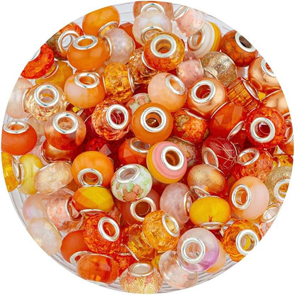 LAIDANLA Orange Mix Large Hole Beads, Acrylic Loose Beads by LAIDANLA