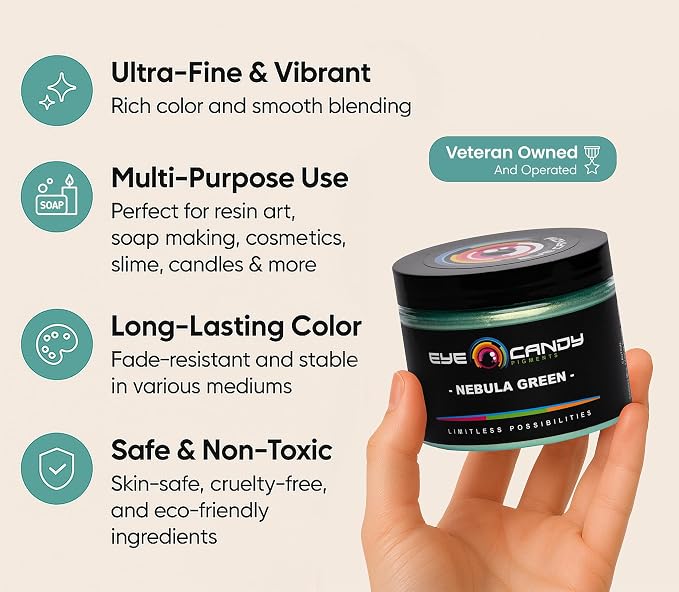 Eye Candy Premium Green Mica Powder Pigments | Multipurpose DIY Arts and Crafts - Image 3