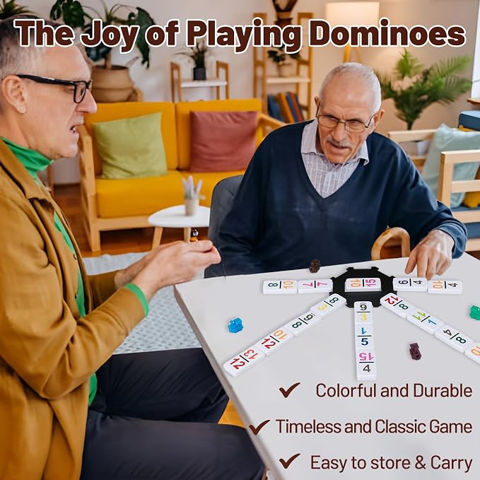 Mexican Train Dominoes Double 15 | 136 Colorful Number Dominos Tiles Travel - Image 7