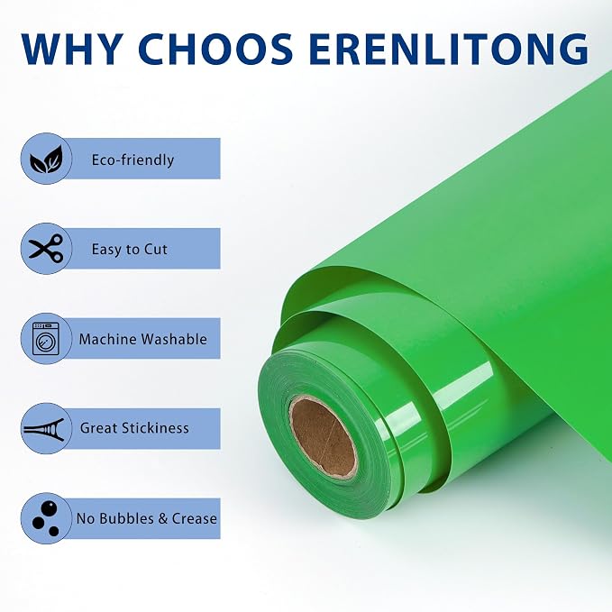 RENLITONG Green Iron on Vinyl 12Inch by 20ft Roll HTV Heat Transfer Vinyl - Image 2
