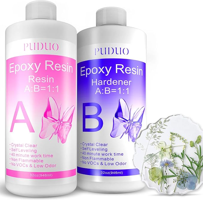 Epoxy Resin Clear Kit 64 OZ for Art, Jewelry Making, Keychain by PUDUOResinWorld