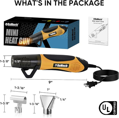 ROMECH 350W Heat Gun with 2 Nozzles, Dual Temp Heat Gun 400°F-660°F, Fast Heat - Image 4