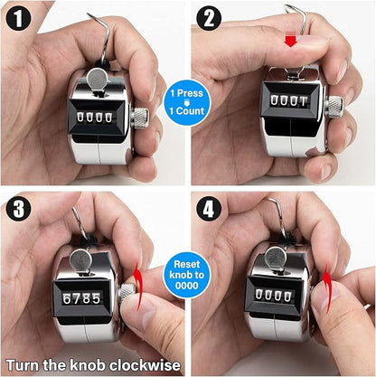 Tally Counter, 4-Digit Clicker Counter, Metal Hand Tally Counters Clicker Pitch - Image 4