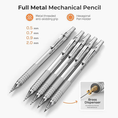 Nicpro 22PCS Metal Mechanical Pencil Set in Case, Art Drafting Pencil 0.5 - Image 2