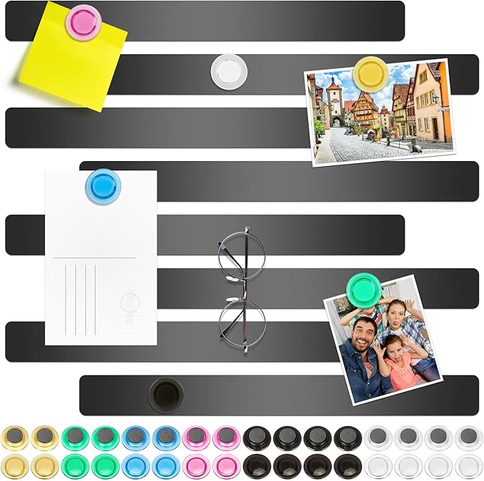 Wukong 8 Pack | 30x3cm Magnetic Stainless Black Boards Strips, Adhesive Backing by Wukong