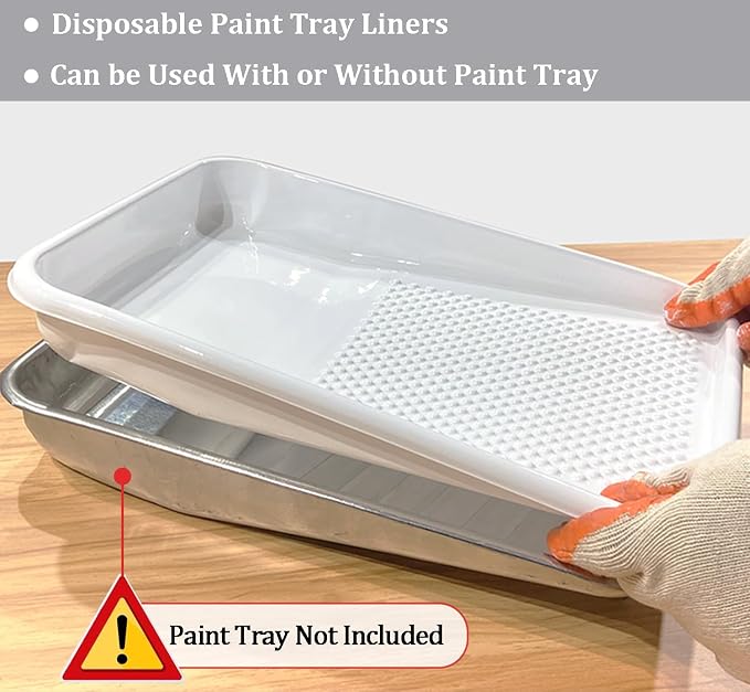 Great Andrew Paint Tray Liners 9 Inch, 13 Pack Disposable Paint Roller Tray - Image 4