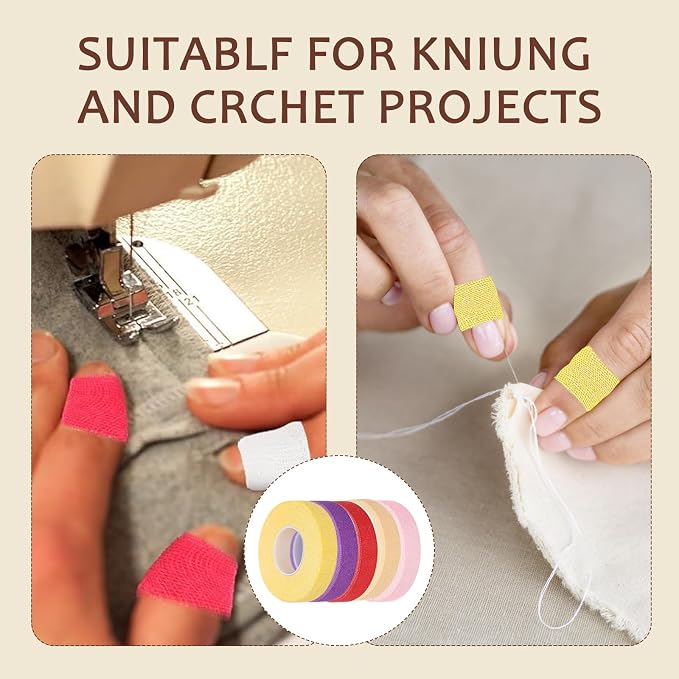5 PCS Thimble Tape for Hand Sewing, Adjustable Sewing Thimble Finger Protector - Image 3